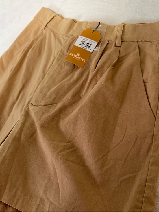 Gigio Pants - GIGIO USA Womens Large Tan Pleated Shorts High Waist Wide Leg NWT Pockets